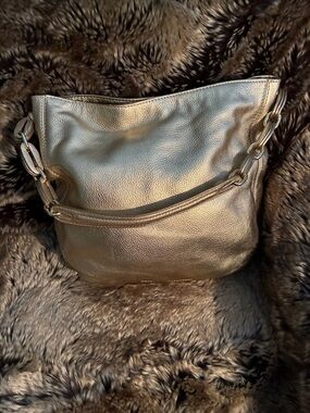 Metallic Gold Leather Shoulder Bag